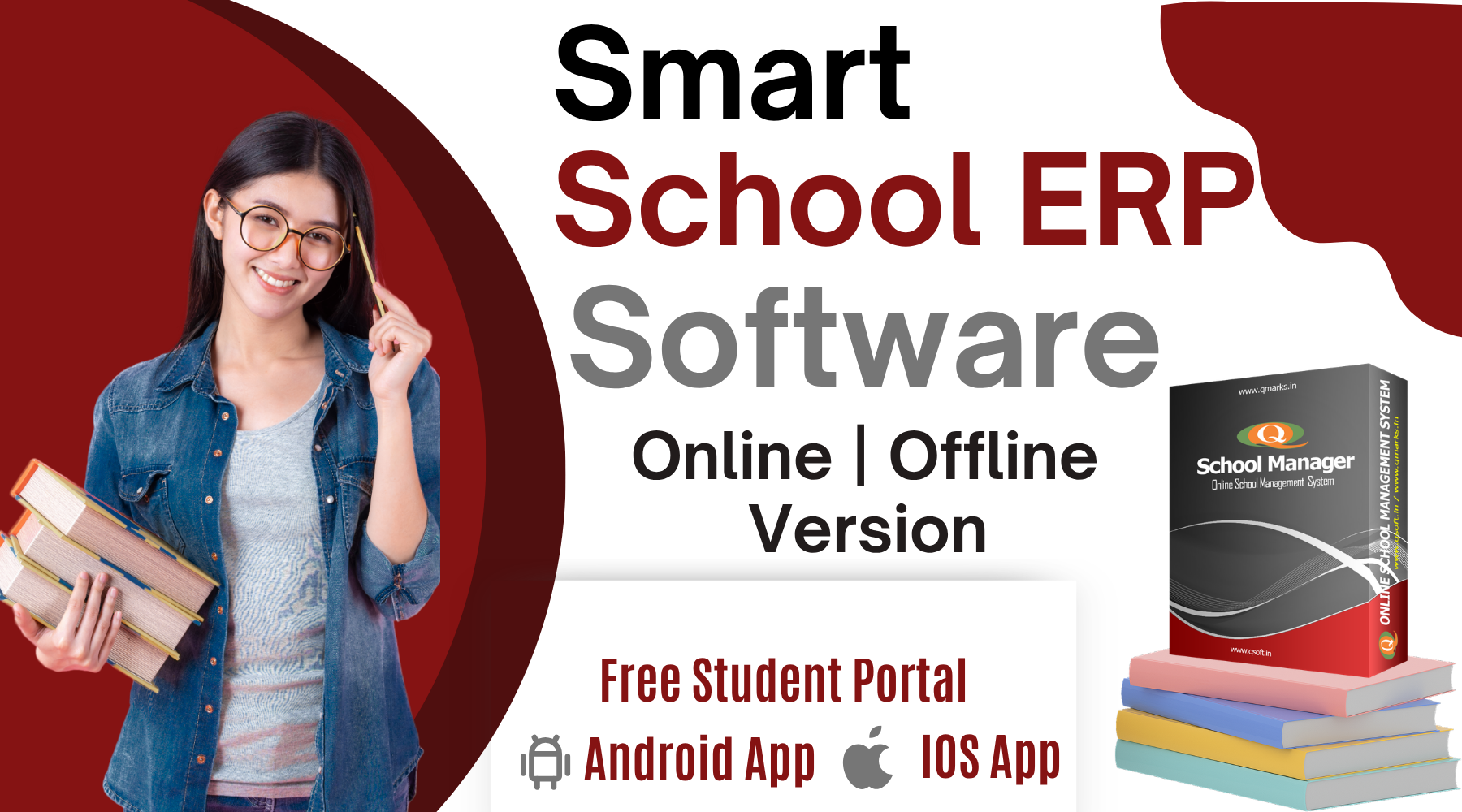 Qmarksoft School ERP Dashboard preview